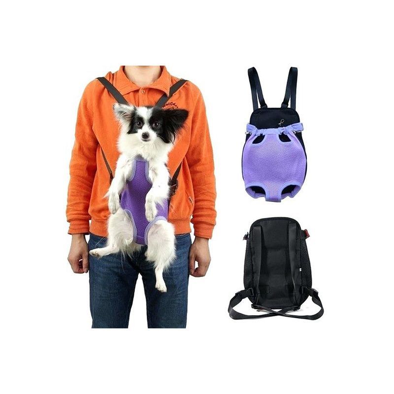 QUE PATAS PET SHOP - Mochila Canguro Talla M Rayas Azules con Blanco