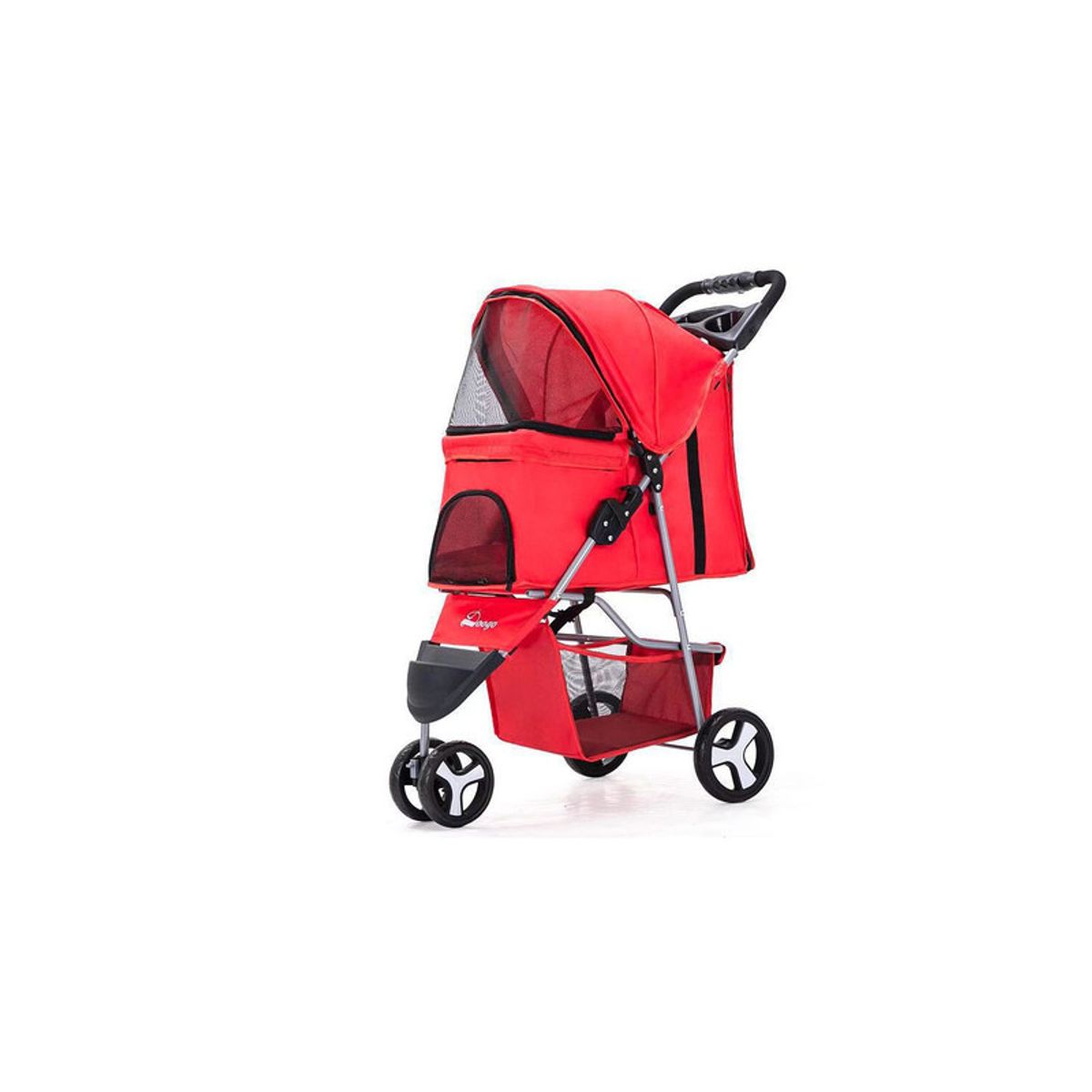 QUE PATAS PET SHOP - Coche De 3 Ruedas Para Mascotas Plegable 15 Kg Color Rojo
