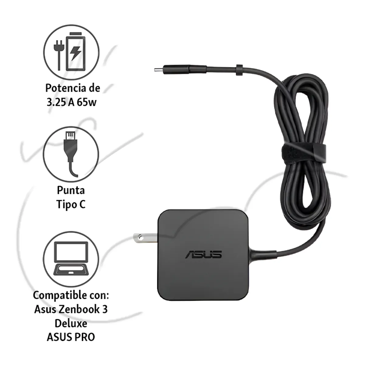 ASUS - Cargador Asus Tipo C 65w  20v 3.25a