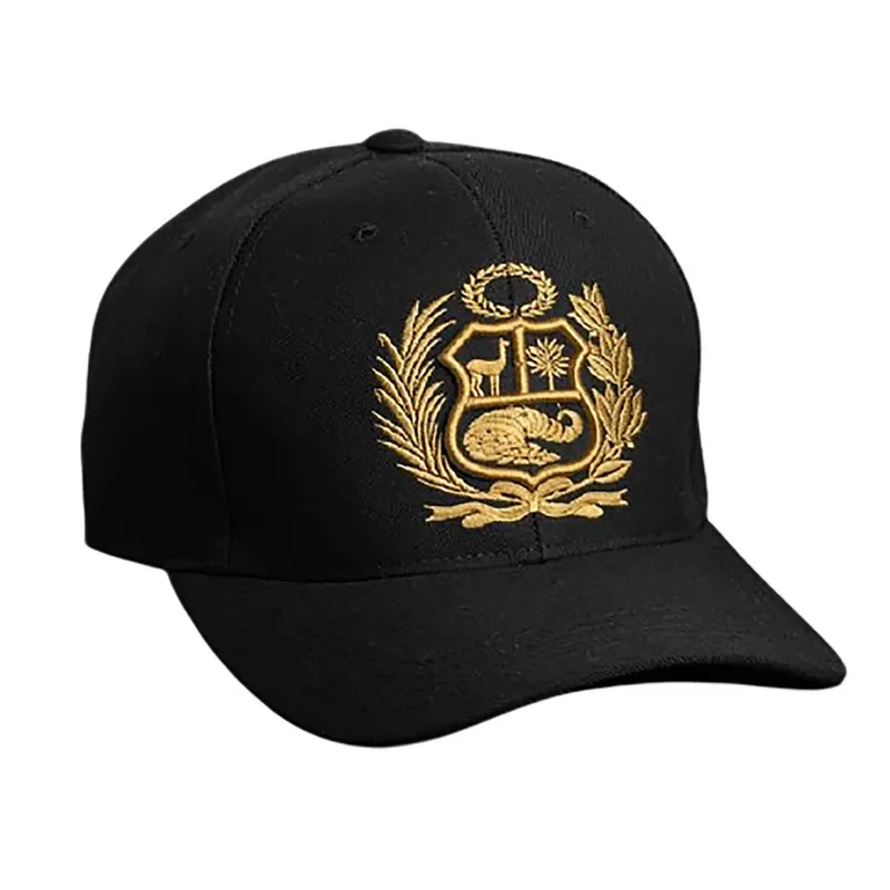 TODO GORROS PERU - Gorra Perú negra con escudo dorado - TODO GORROS PERU