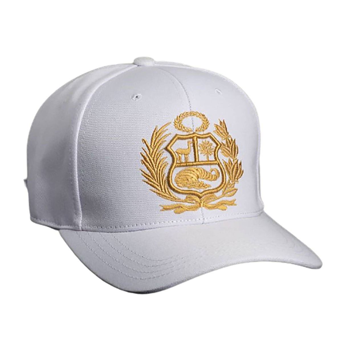 TODO GORROS PERU - Gorra Perú blanca con escudo dorado - TODO GORROS PERU