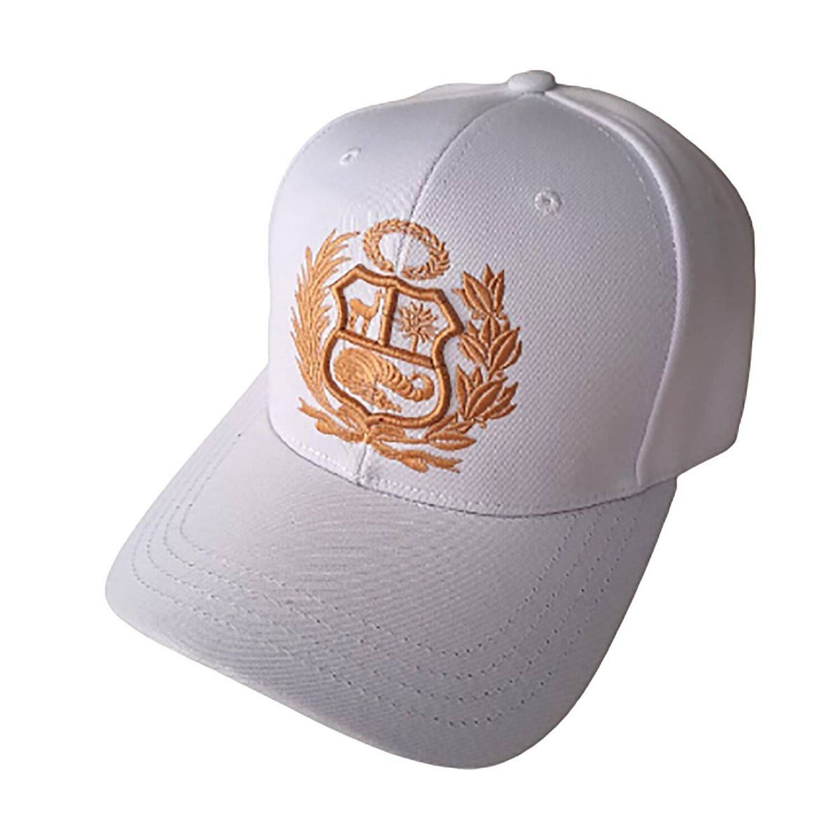 TODO GORROS PERU - Gorra Perú blanca con escudo dorado - TODO GORROS PERU