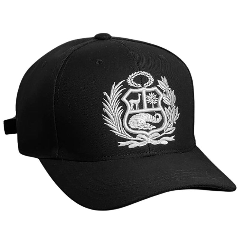 TODO GORROS PERU - Gorra Perú negro con escudo blanco - TODO GORROS PERU