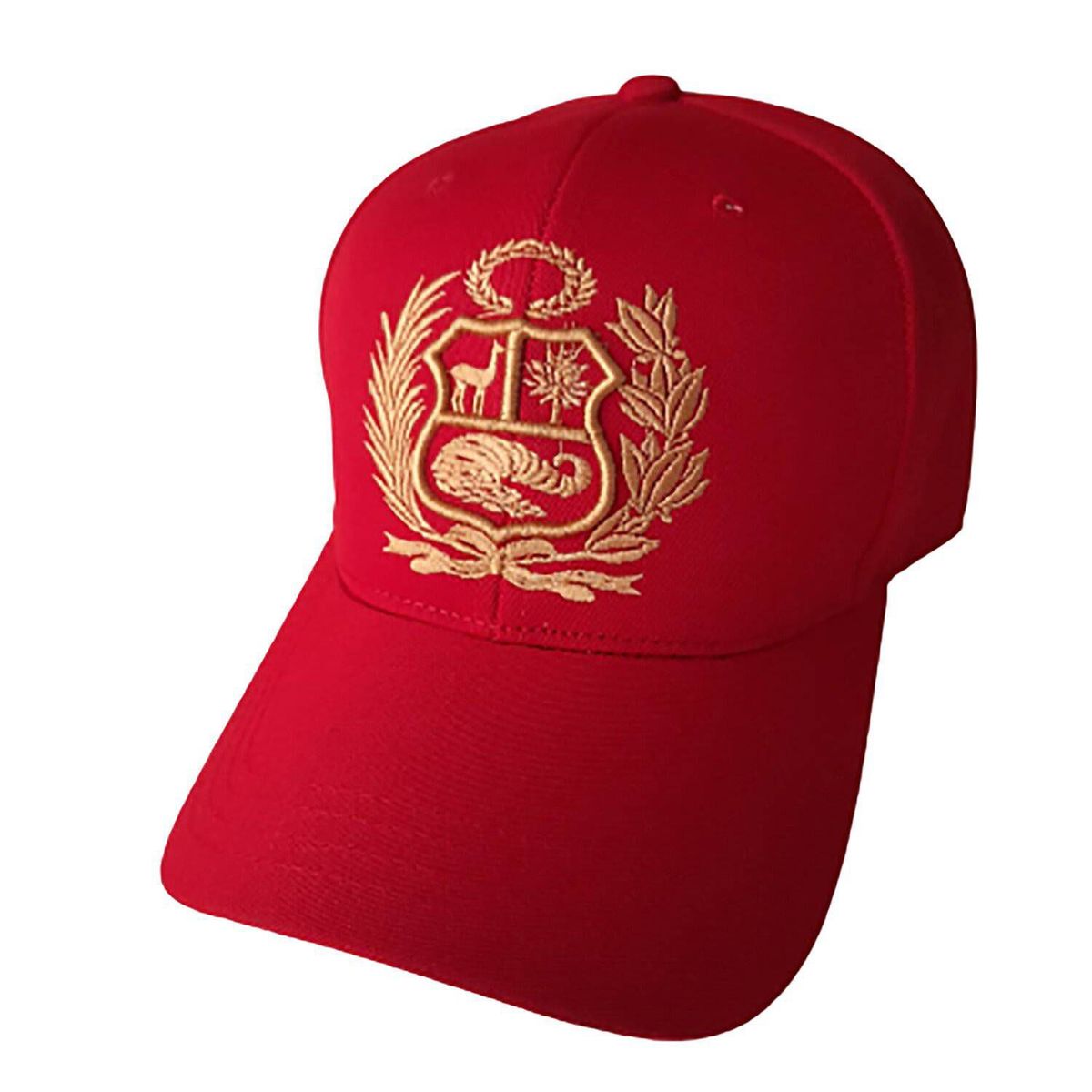 TODO GORROS PERU - Gorra Perú roja con escudo dorado - TODO GORROS PERU