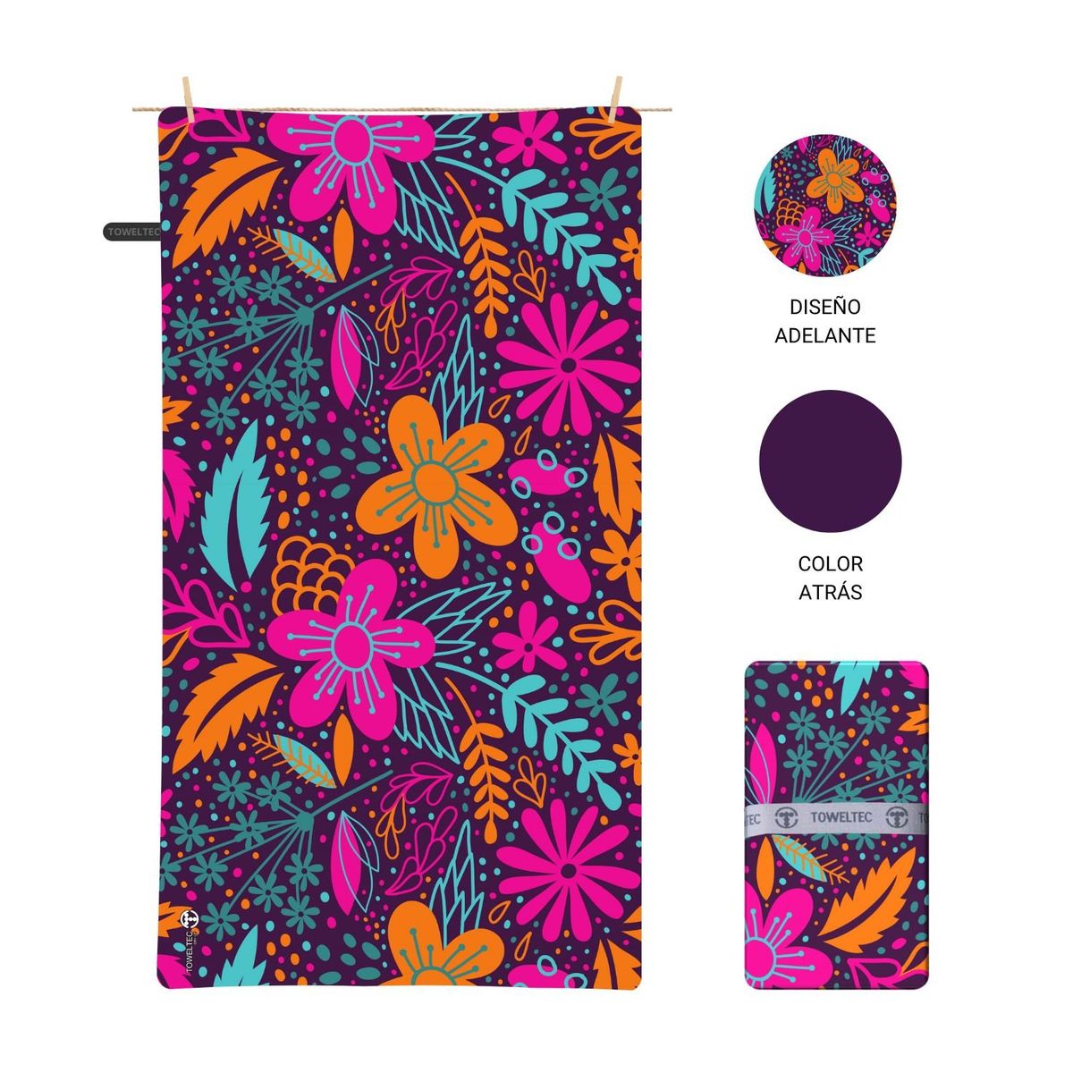 TOWELTEC - TOALLA LARGE DISEÑO FLOREADO 90X160CM