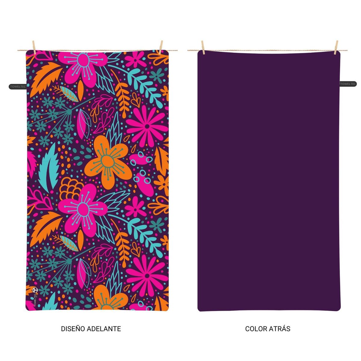 TOWELTEC - TOALLA LARGE DISEÑO FLOREADO 90X160CM