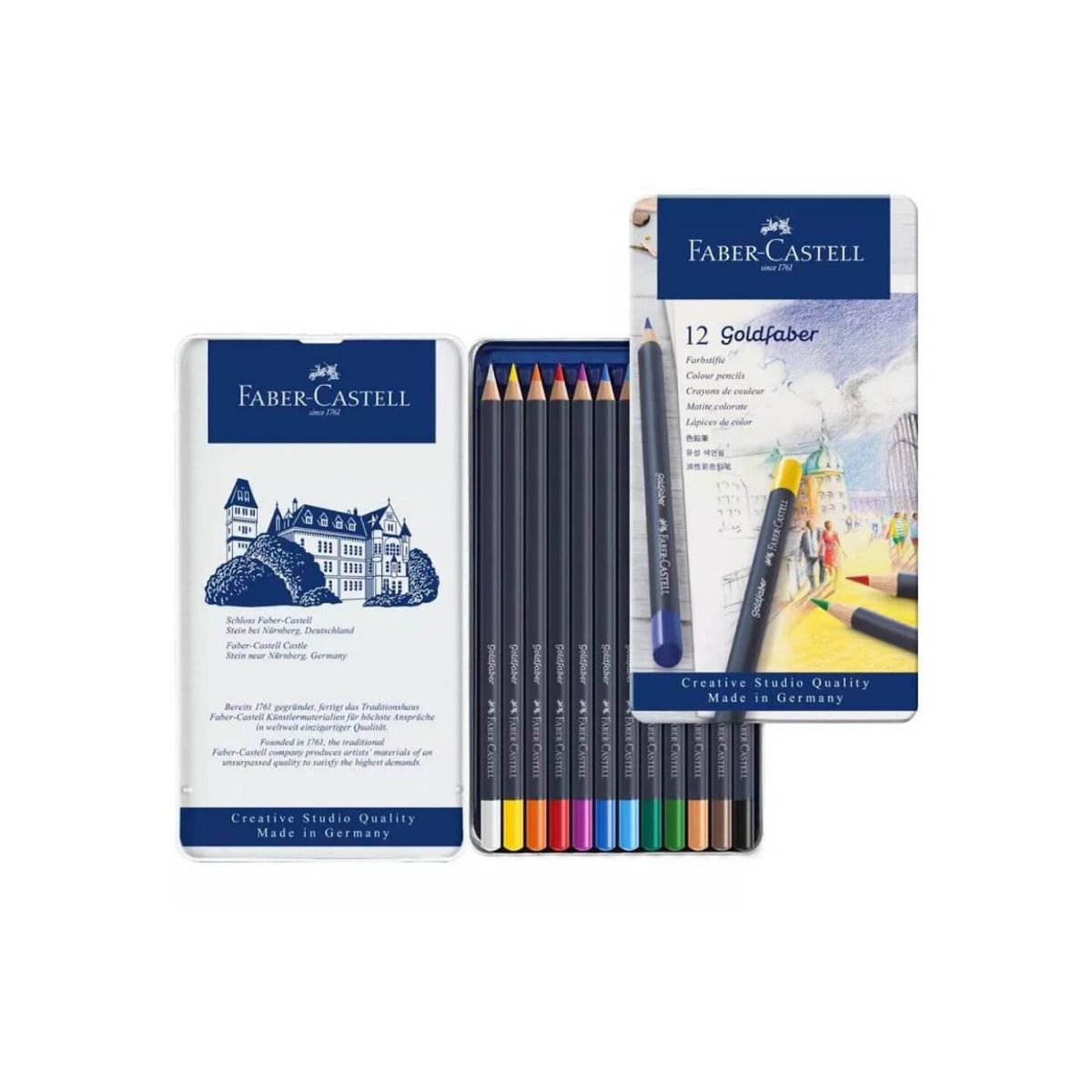 FABER-CASTELL - Colores Goldfaber x12 Estuche de Metal