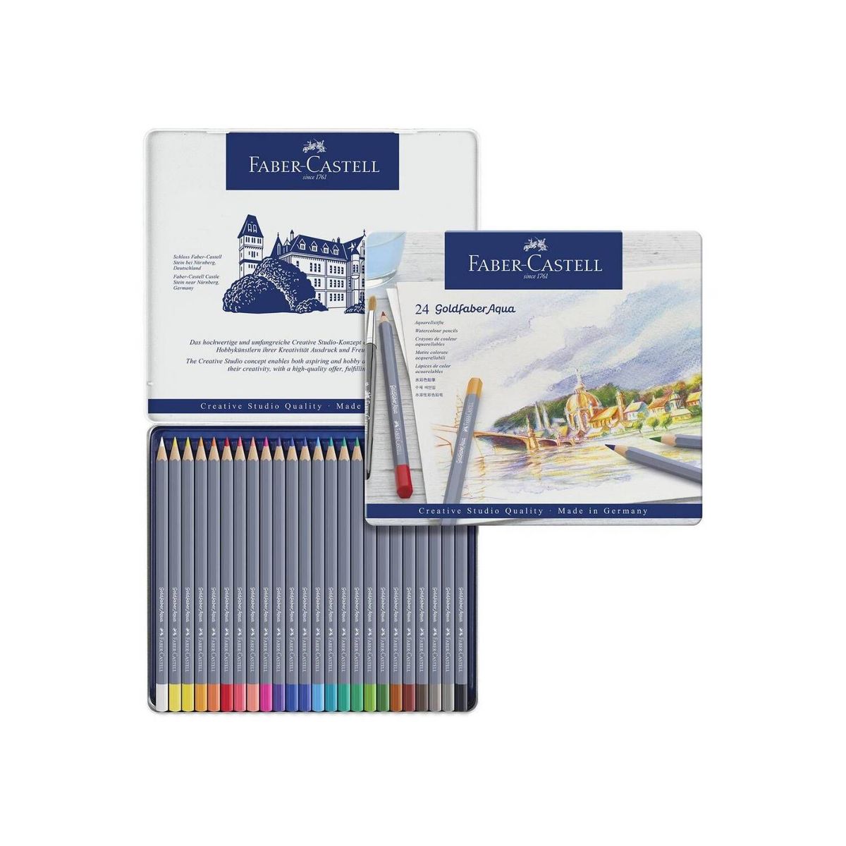 FABER-CASTELL - Colores Goldfaber x24 Acuarelable Estuche de Metal