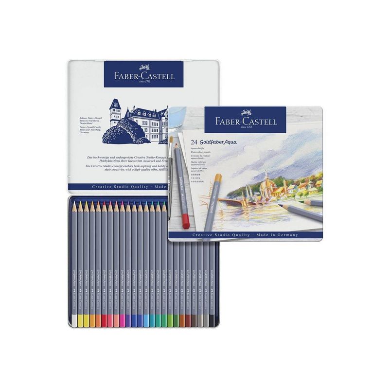 FABER-CASTELL - Colores Goldfaber x24 Acuarelable Estuche de Metal