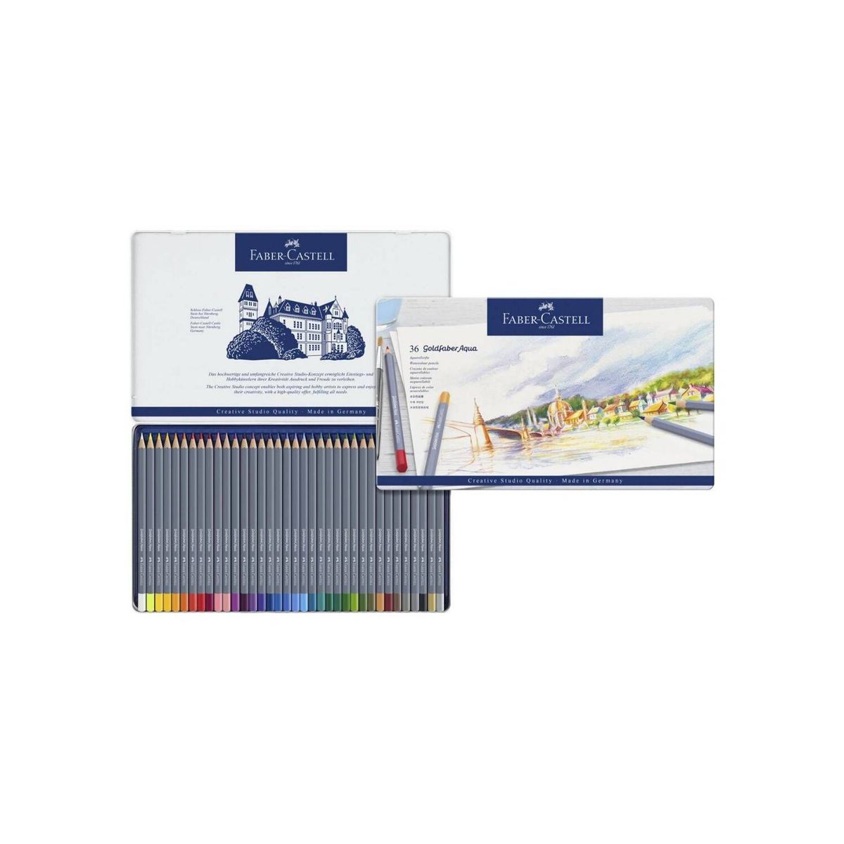 FABER-CASTELL - Colores Goldfaber x36 Acuarelable Estuche de Metal