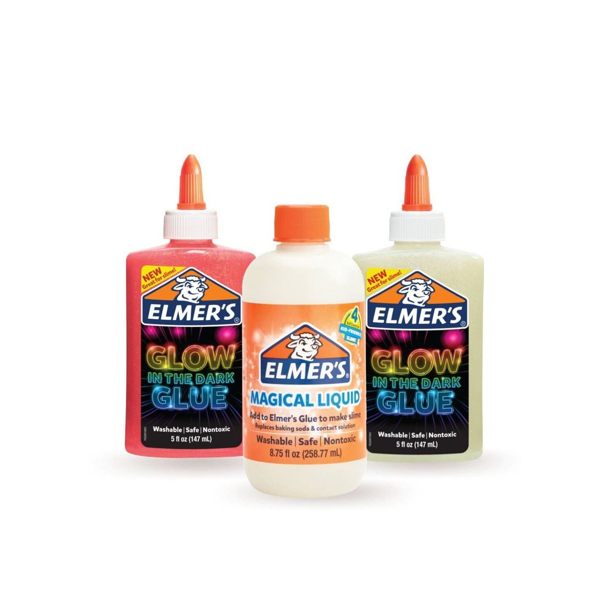 ELMERS - Pack Slime Glow in the Dark Pink 3 Piezas