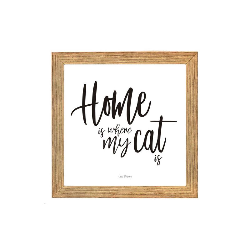 CASA PIZARRO - Cuadro "Home is where my cat is" 17 x 17 cm
