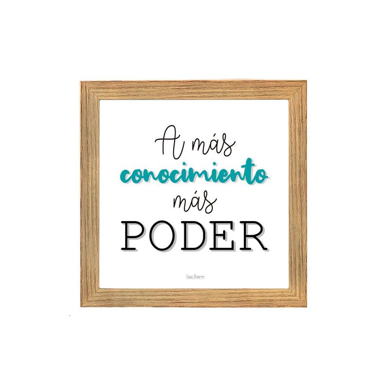 CASA PIZARRO - Cuadro con frase de motivación "El conocimiento es poder" 17 x 17 cm