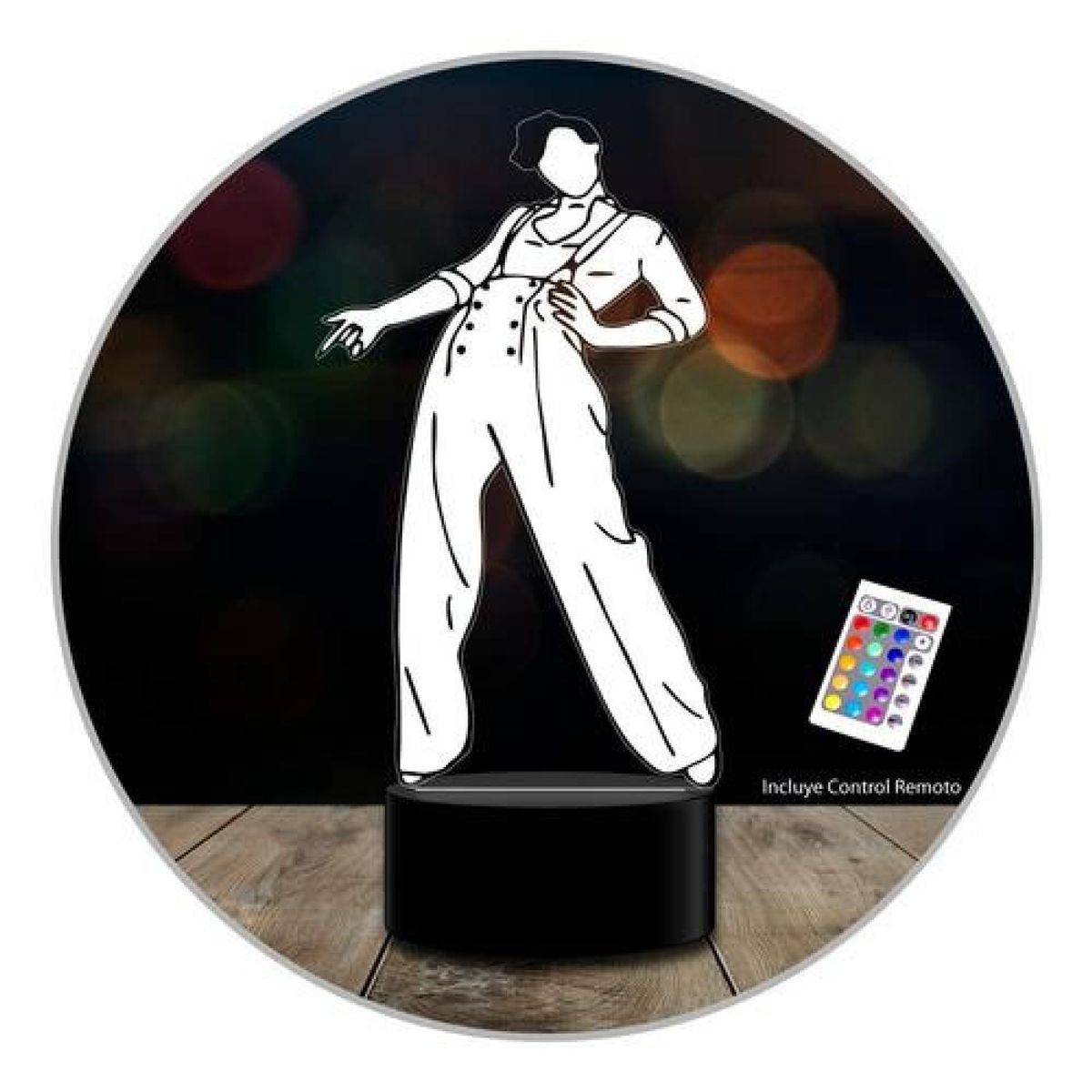 MEGAOFFICE - LAMPARA LED 3D HARRY STYLES FINE LINE BLUE ONE DIRECTION