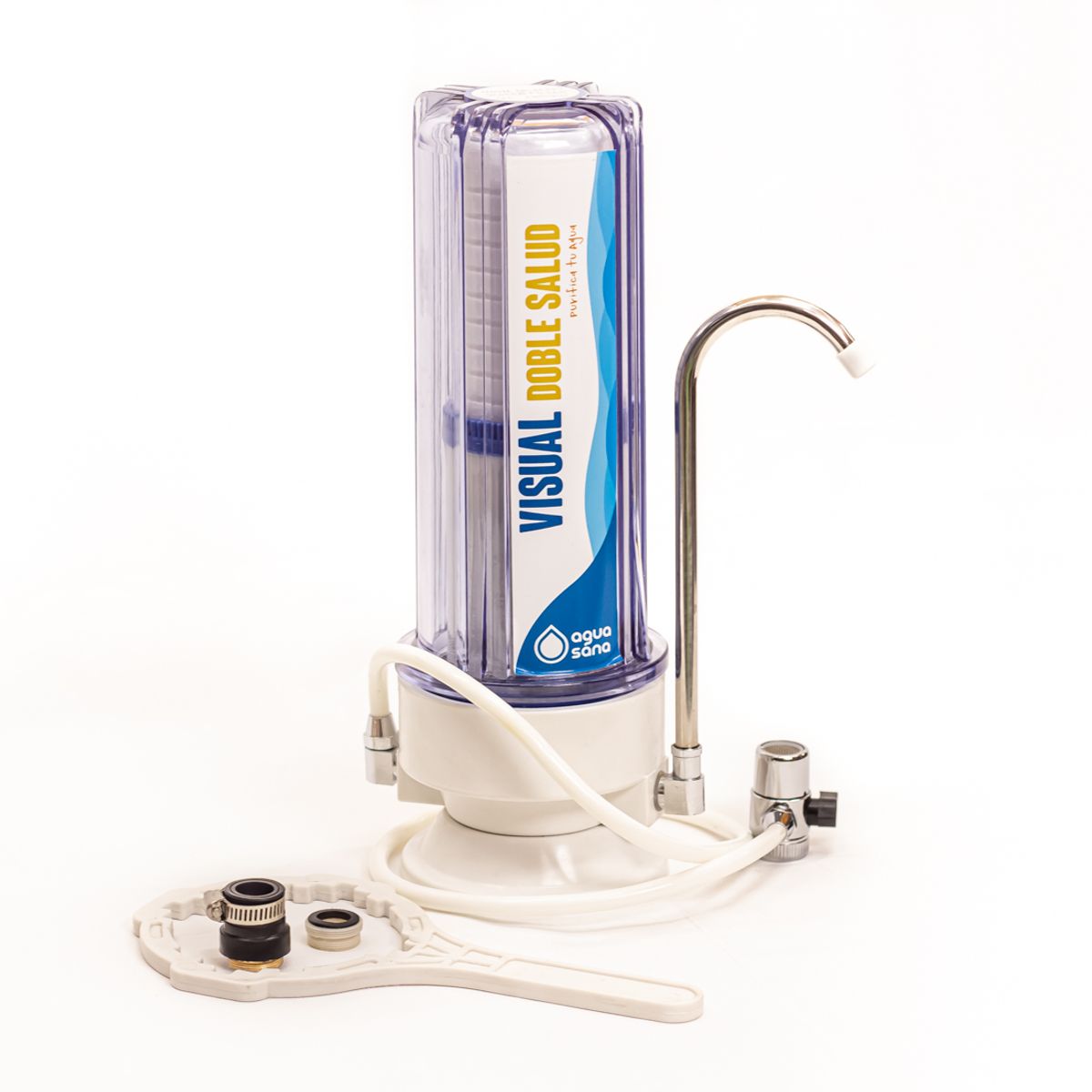 AGUA SANA - Filtro Purificador Visual Doble salud- Sobre Mesa
