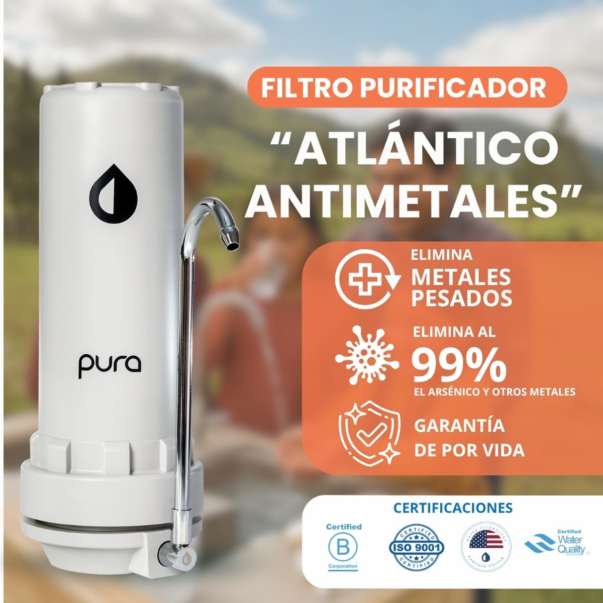 PURA - Filtro purificador de agua Antimetales  / para agua de pozo Sobre mesa