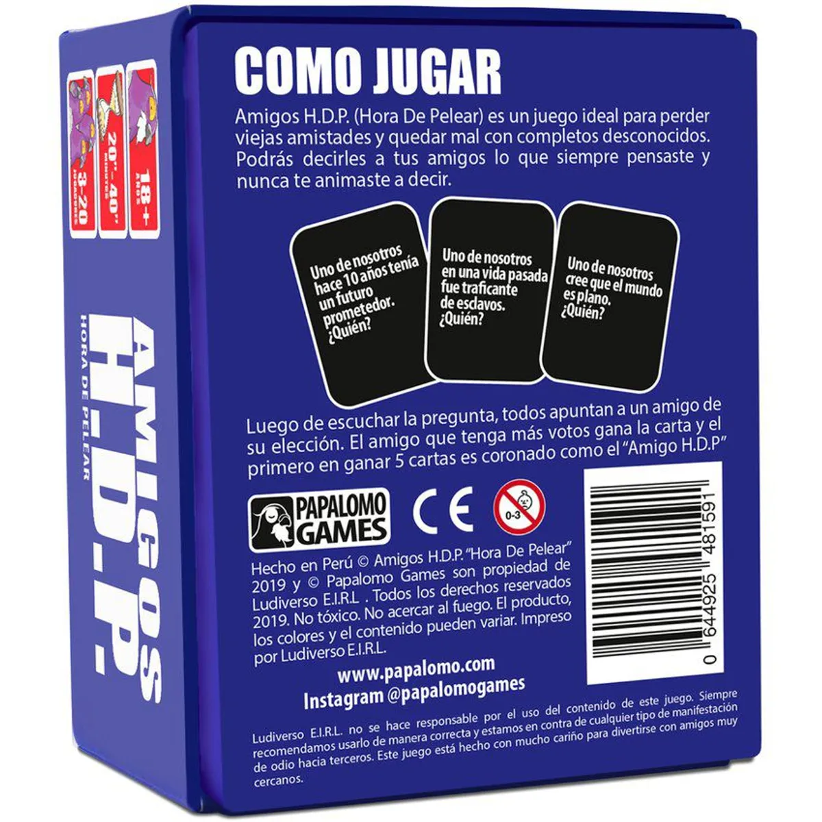 PAPALOMO GAMES - Juego de cartas Amigos HDP - Hora De Pelear