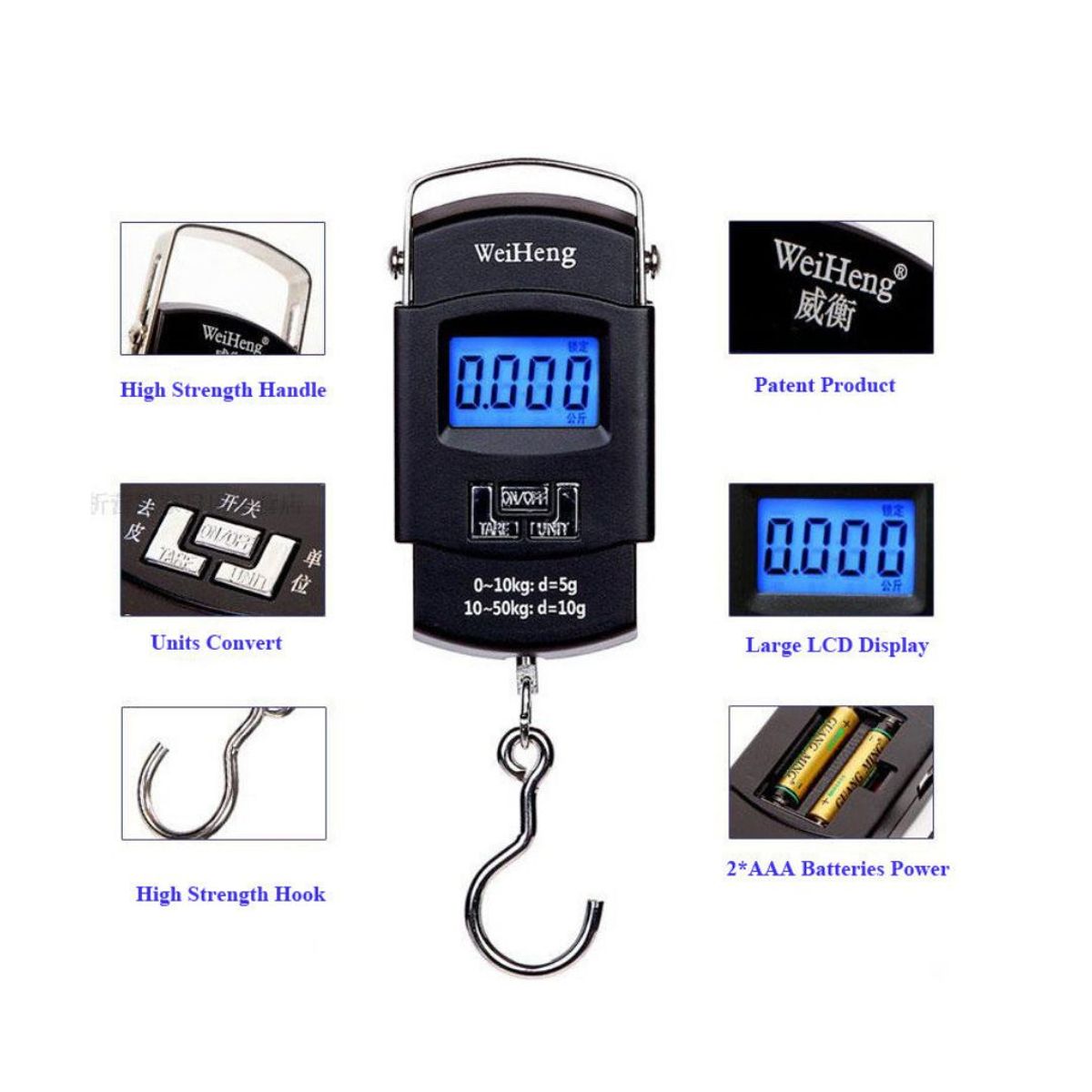 GENERICO - Balanza Digital Tipo Romana 50kg Equipajes