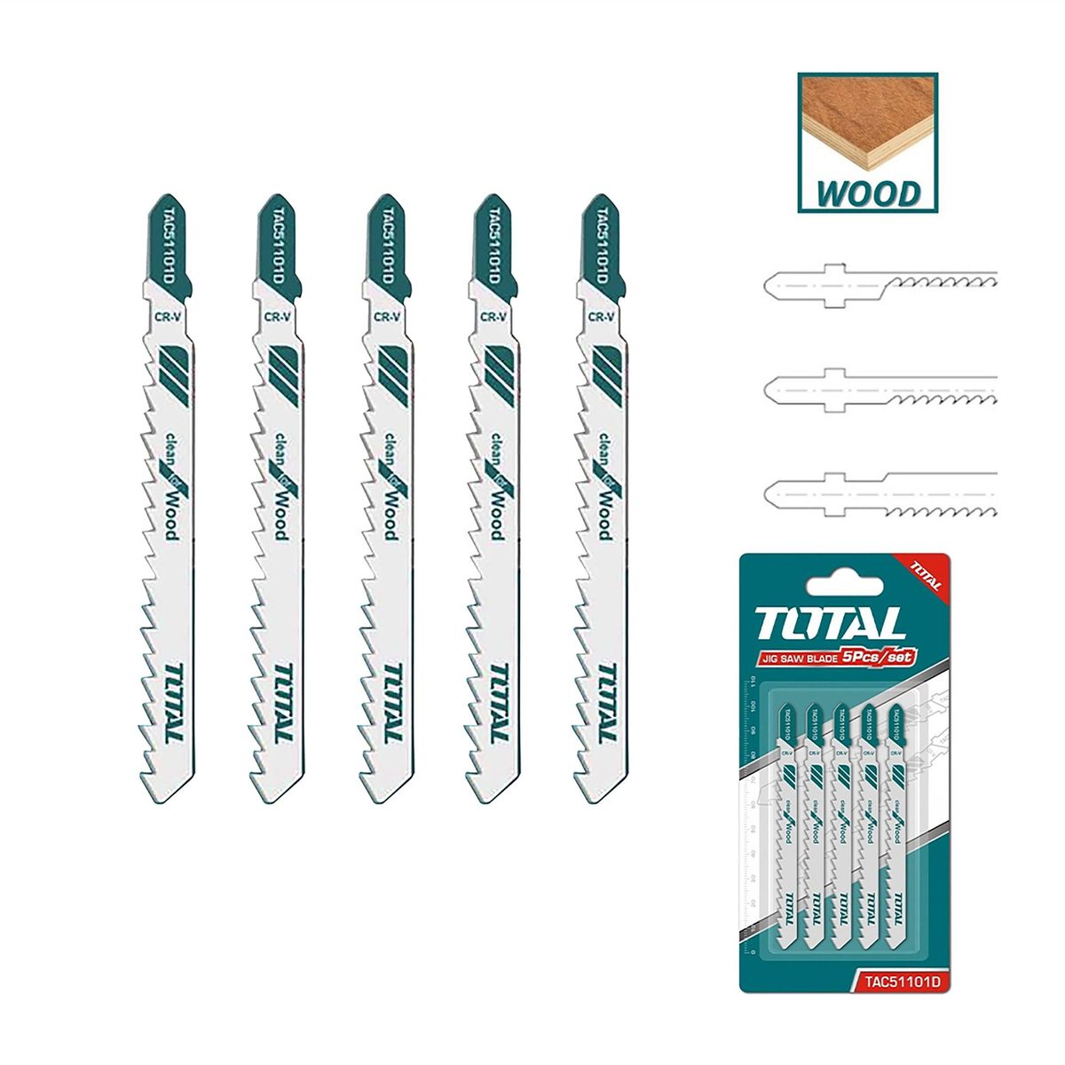 TOTAL TOOLS - SET DE HOJAS PARA SIERRA CALADORA CORTADORA TOTAL - TAC51101D