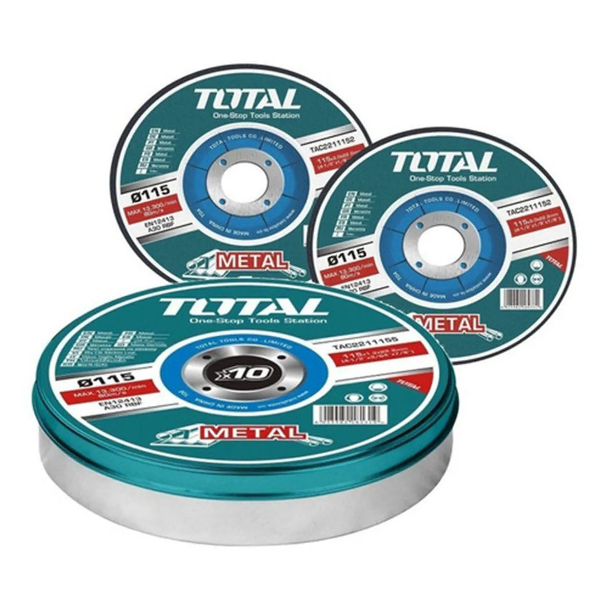 TOTAL TOOLS - DISCO CORTE METAL ACERO 4 1/2'' X10U AMOLADORA TOTAL - TAC2211155