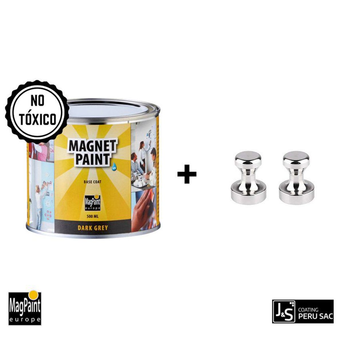 MAGPAINT - Pintura efecto magnetico magnetpaint 0.5l + 2 imanes de neodimio