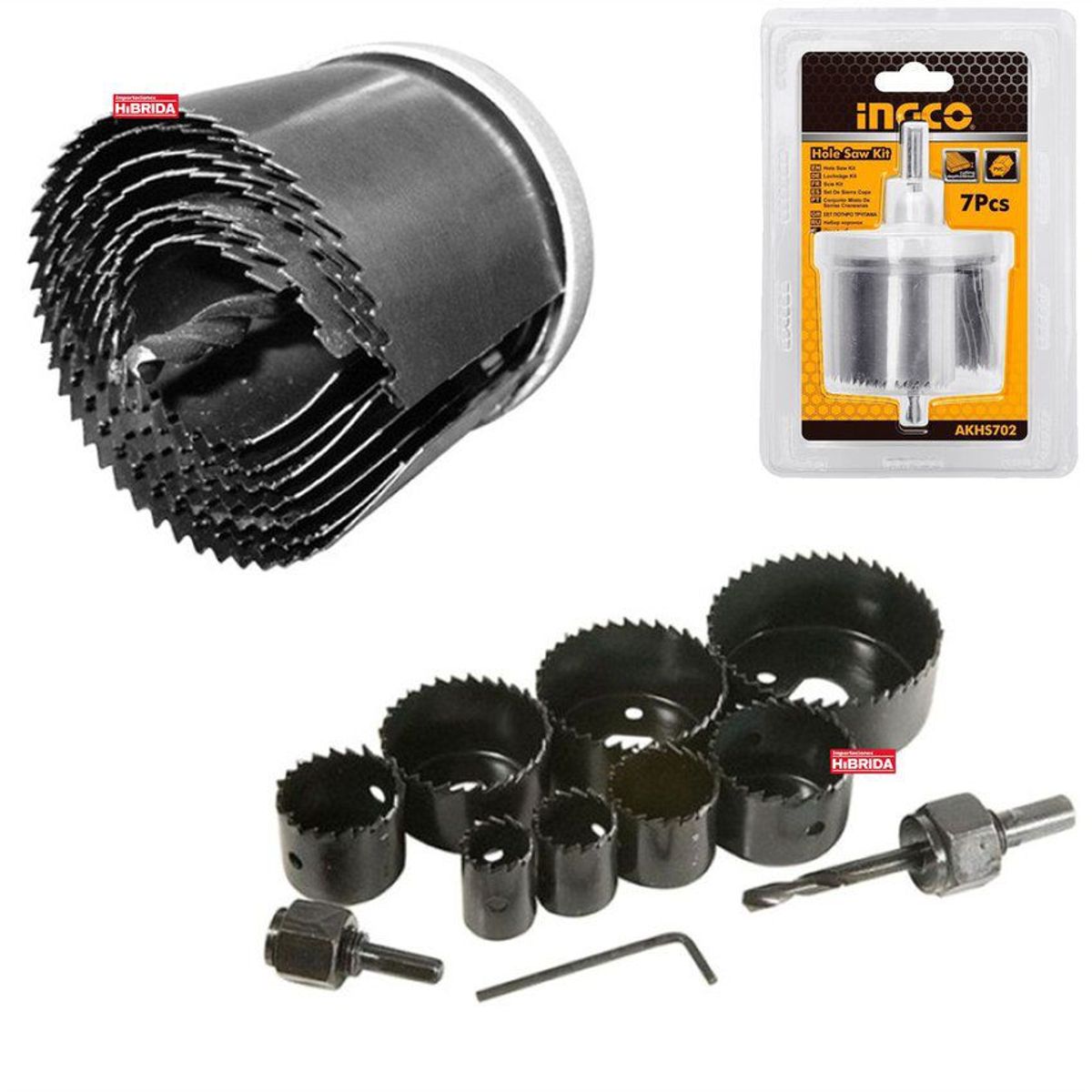 INGCO TOOLS - SET DE SIERRAS COPA 7PZ CERRADURA 26 32 38 45 50 56 63 INGCO - AKHS702
