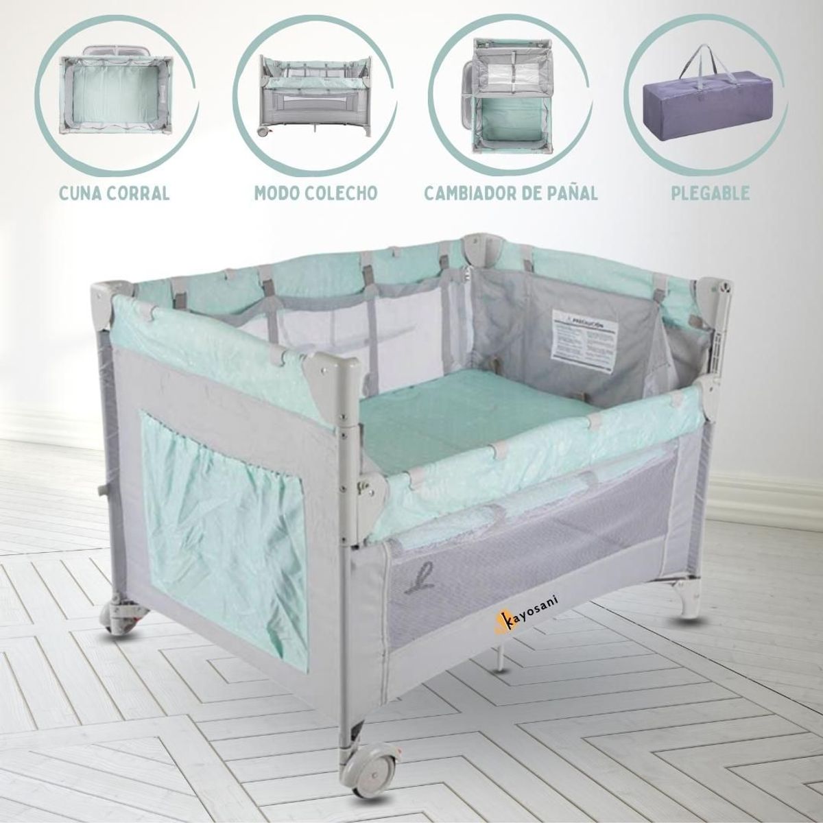 INFANTI - Cuna Corral ALWAYS TOGETHER Menta