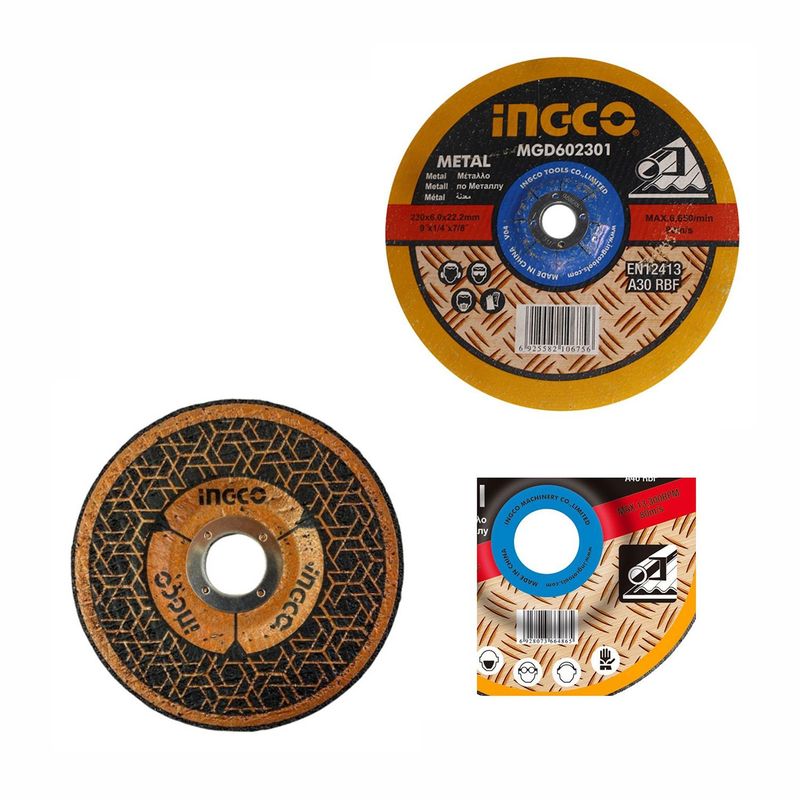 INGCO TOOLS - DISCO DE DESBASTE 9 ABRASIVO 6MM CORTE METAL INGCO - MGD602301