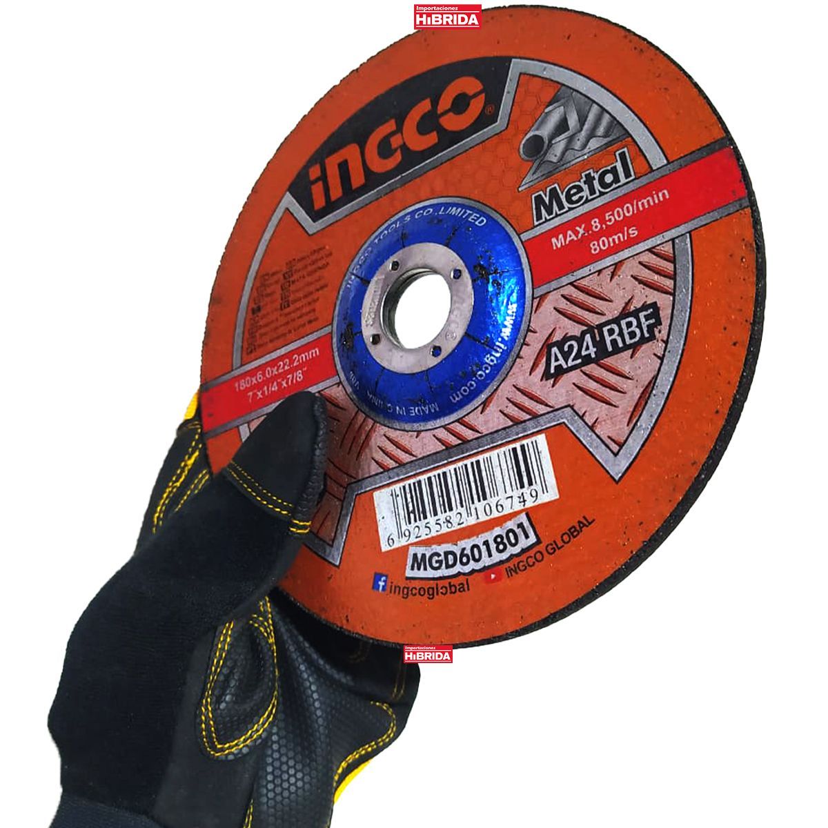 INGCO TOOLS - DISCO DE DESBASTE 7 ABRASIVO CORTE METAL AMOLADORA INGCO - MGD601801