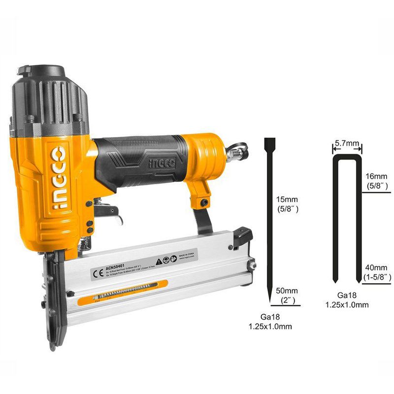 INGCO TOOLS - Clavadora Engrapadora 2 en 1 Neumática Ingco - Acn50401