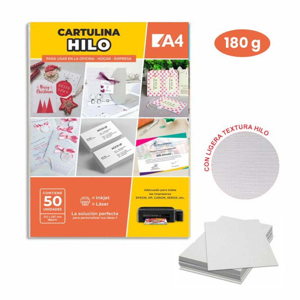 GENERICO - Cartulina Hilo -pack 50 unid.