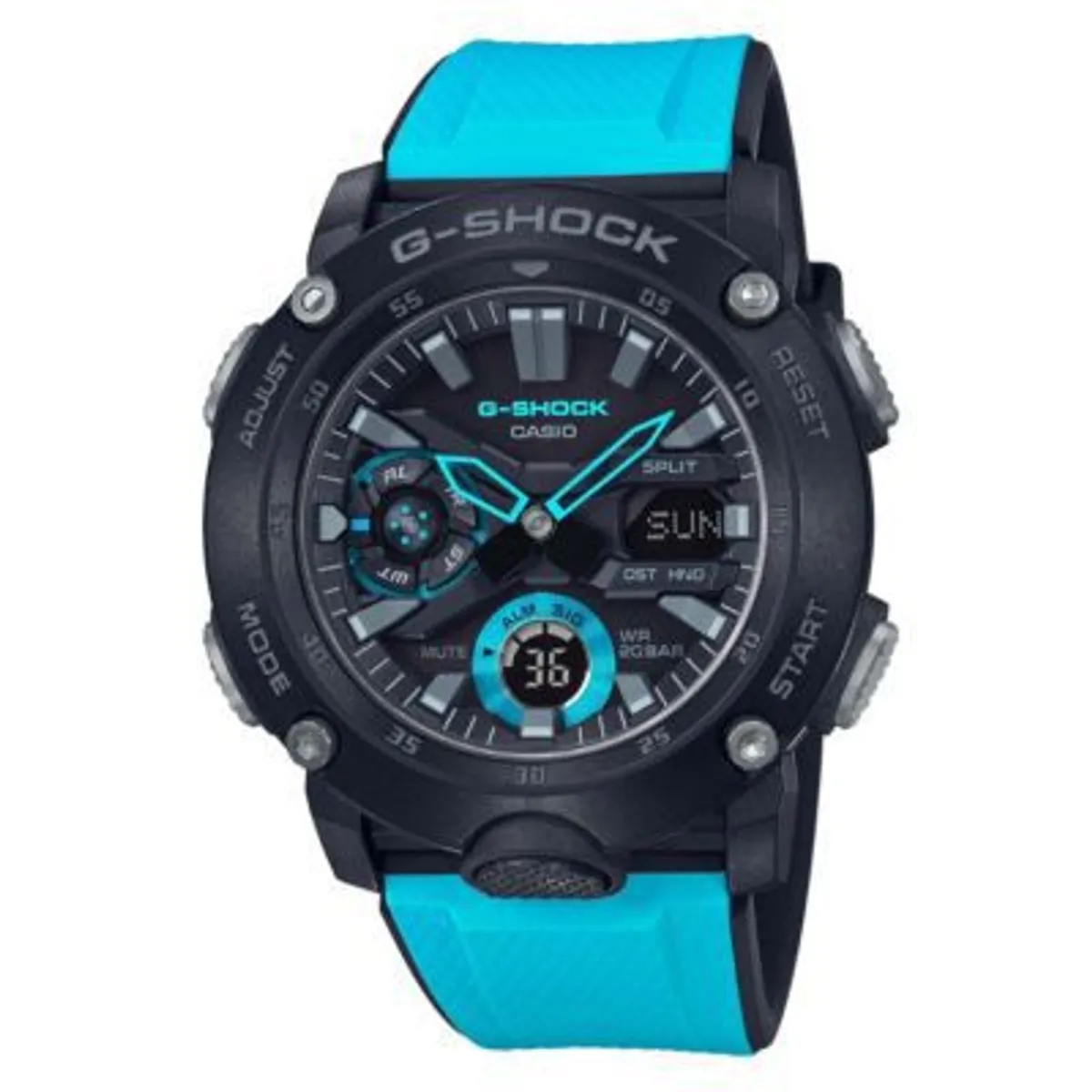 G-SHOCK - Reloj de Resina G-Shock GA-2000-1A2 Negro con Celeste