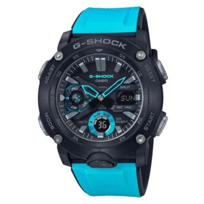 G-SHOCK - Reloj de Resina G-Shock GA-2000-1A2 Negro con Celeste