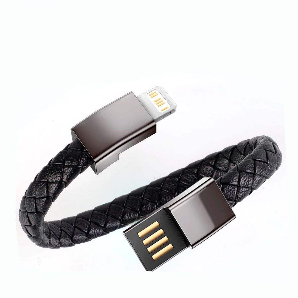 KREED - Brazalete  de Cuero Cable Lightning a USB - Negro