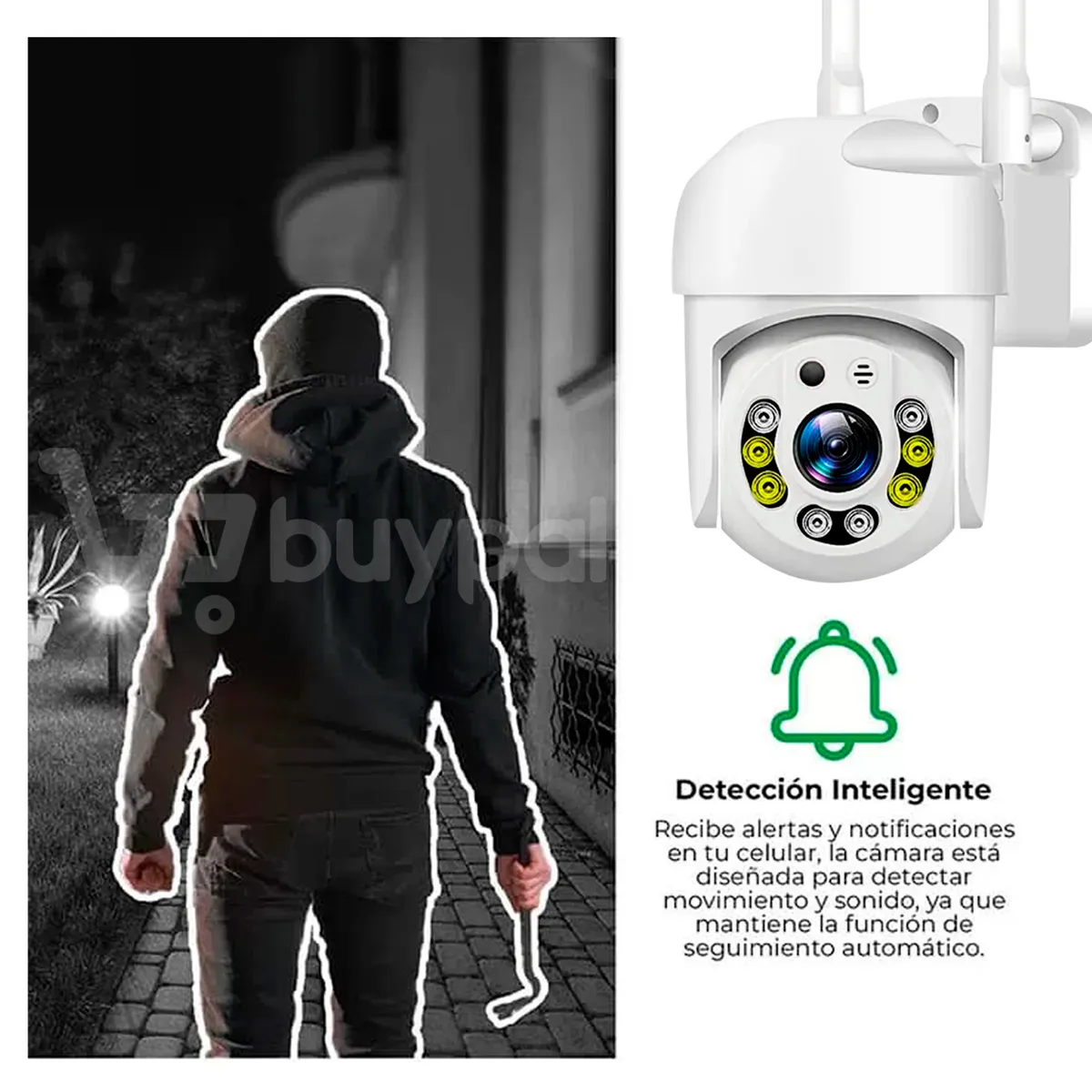 BUYPAL - Camara de Seguridad Exterior IP 2K 3MP Visión Nocturna WiFi