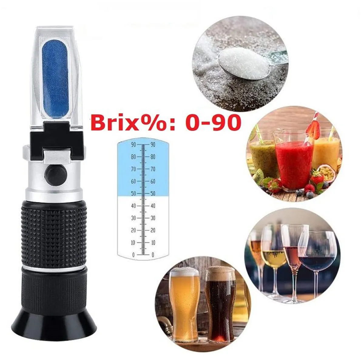 OEM - Refractómetro ATC 0-90 Brix Azúcar Miel Mermelada Jarabe