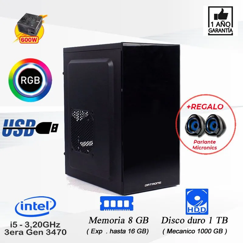 PC Computadora Intel Core I5 3.2 Ghz Ram 8GB Disco 1TB .