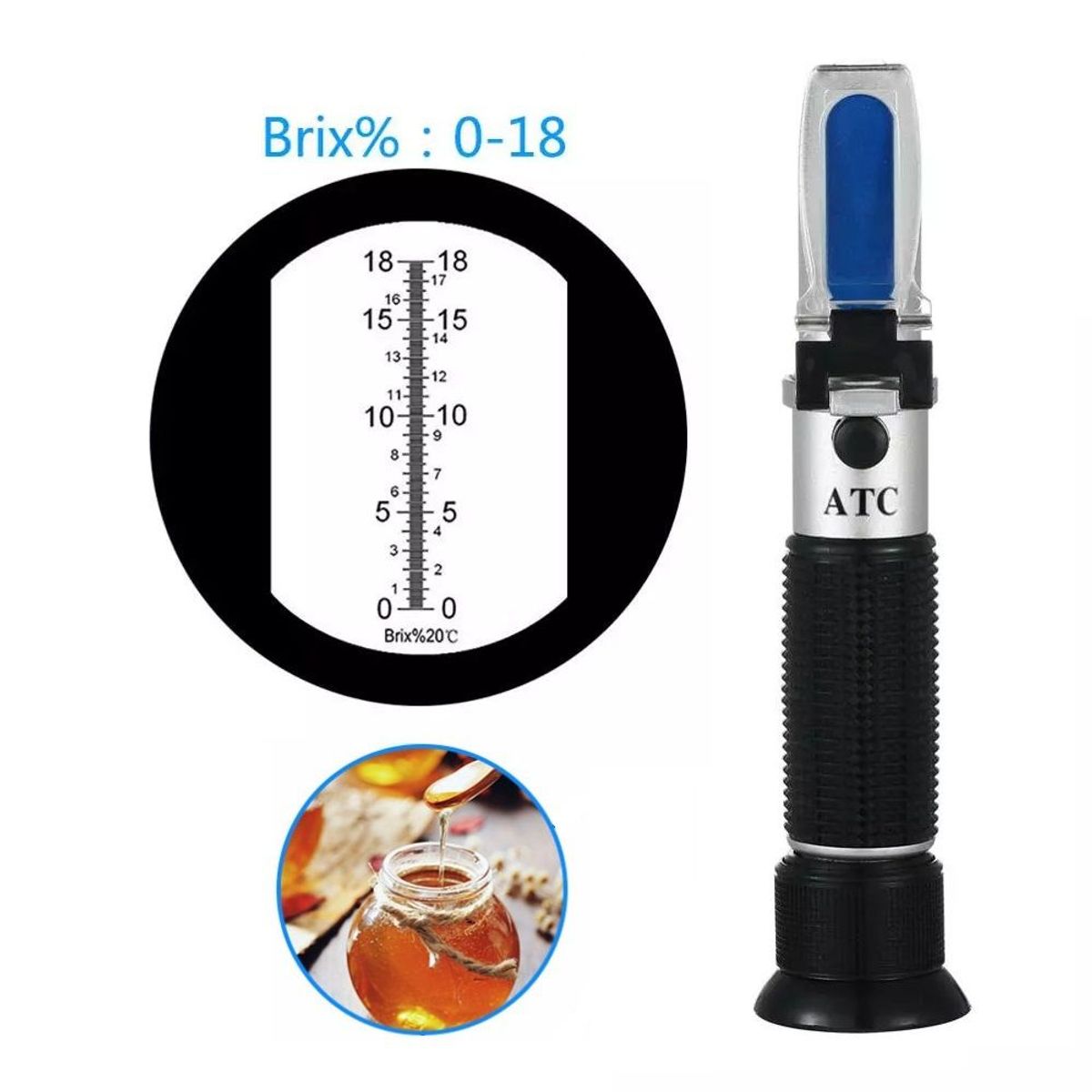 OEM - Refractómetro ATC 0-18 Brix Azúcar Cerveza Miel Mermeladas