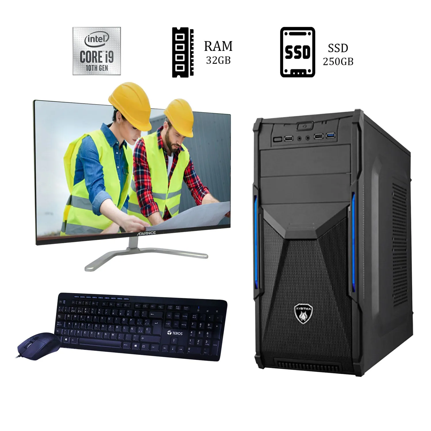 COMPUTADORA INTEL CORE i9-10900 2.8 GHZ MONITOR 24 32GB M2 250GB 1TB