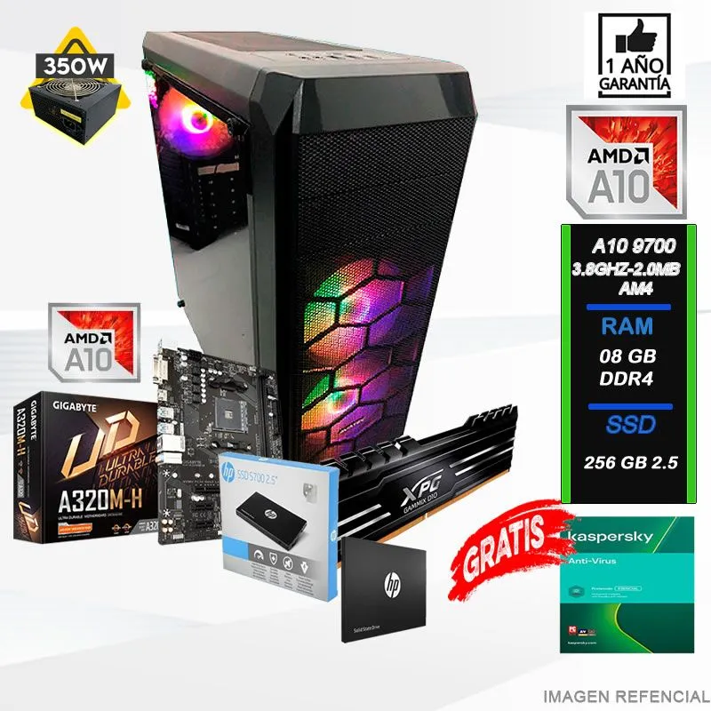 PC    AMD A10 9700 3.8 Ghz - 250 GB SOLIDO RAM DDR4 8GB  .