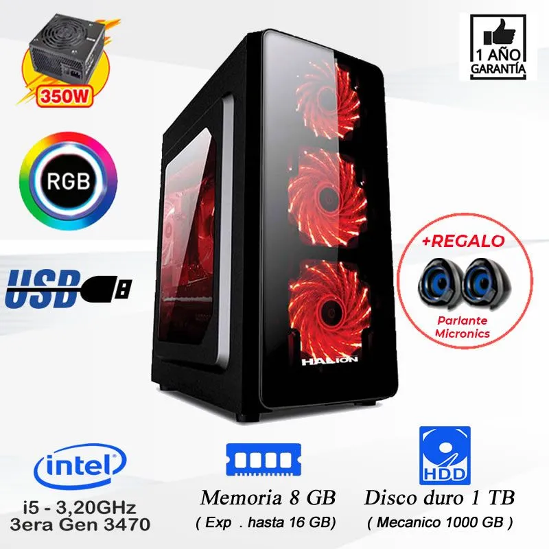 PC Computadora Intel Core I5 3.2 Ghz Ram 8GB Disco 1TB .