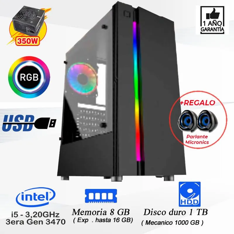 PC Computadora Intel Core I5 3.2 Ghz Ram 8GB Disco 1TB .