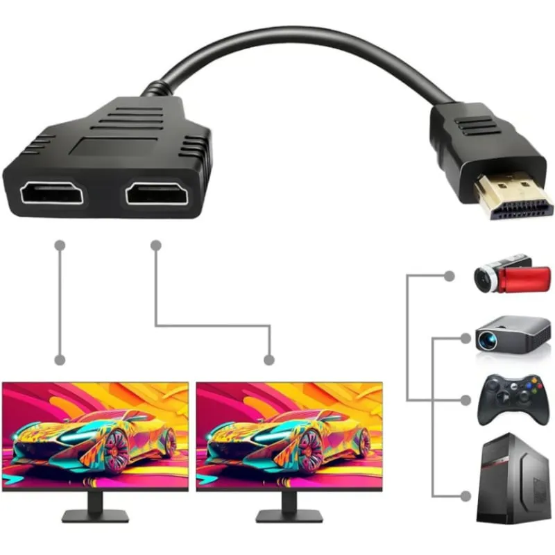 OEM - Cable splitter hdmi miltiplicador x2 adaptador conecte 1 equipo 2 tv