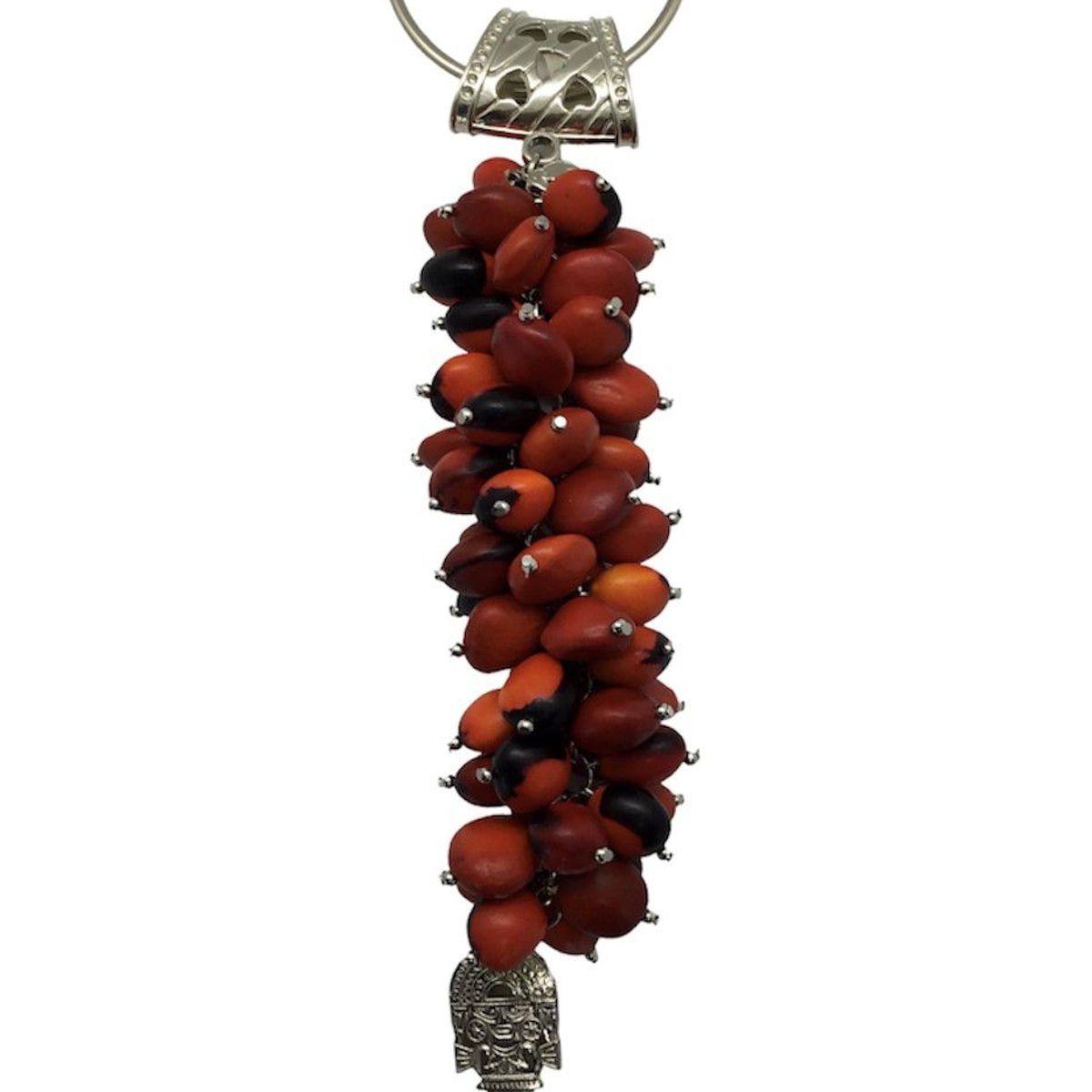 PERUVIANE - Adorno colgador de pared con semillas de huayruro y dije de Tumi