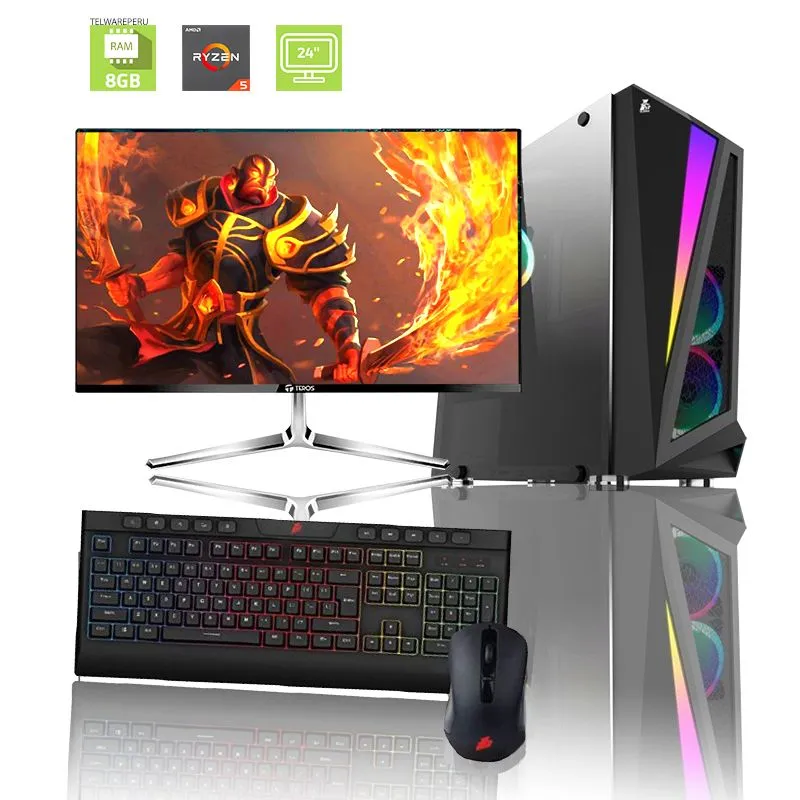 PC GAMER RYZEN 5 – VIDEO RX 570 8GB, 8GB, 1TB, MONITOR 24, FULLHD