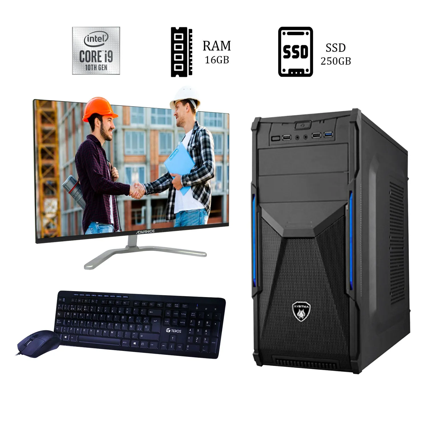 COMPUTADORA INTEL CORE i9-10900 2.8 GHZ MONITOR 24 16GB M2 250GB 1TB