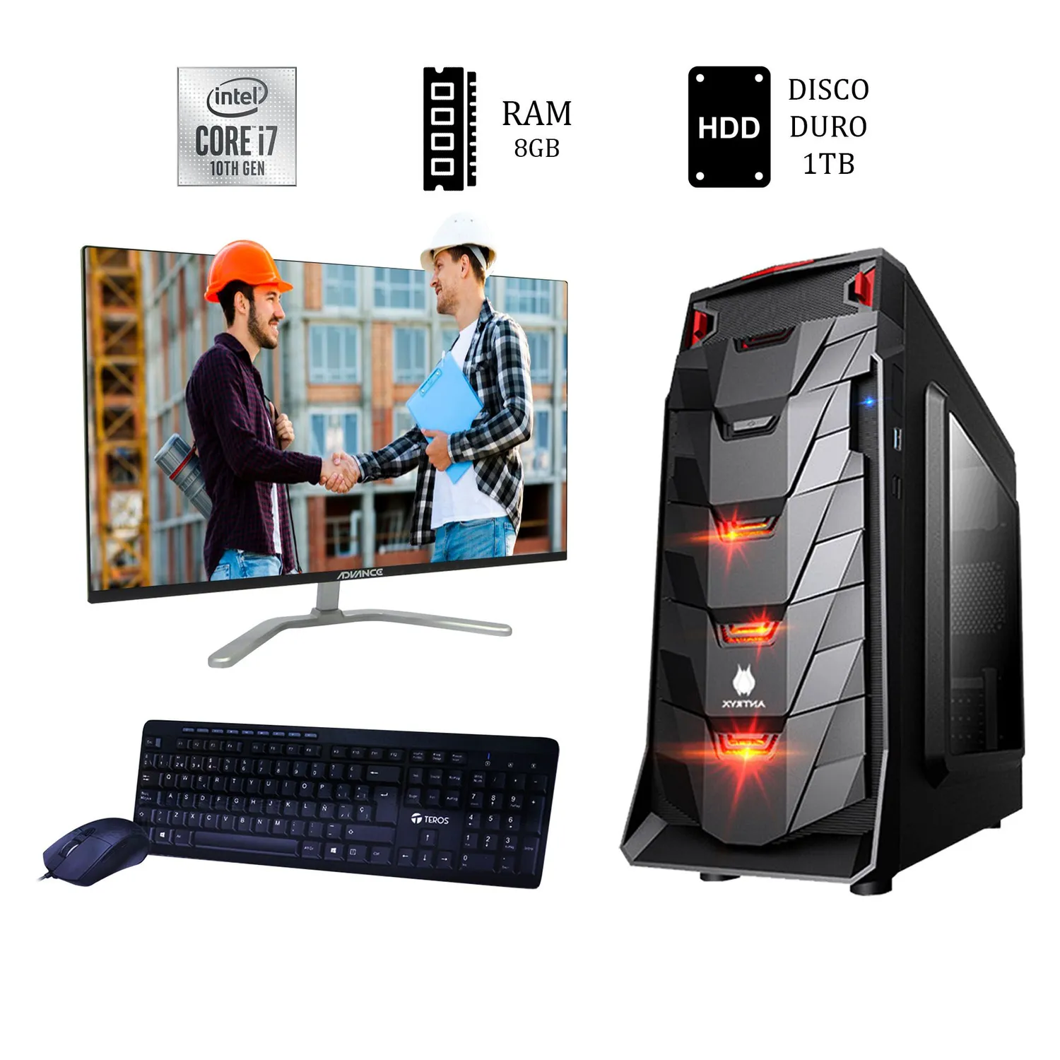 COMPUTADORA INTEL CORE i7-10700 2.9GHZ MONITOR 24 8GB 1TB