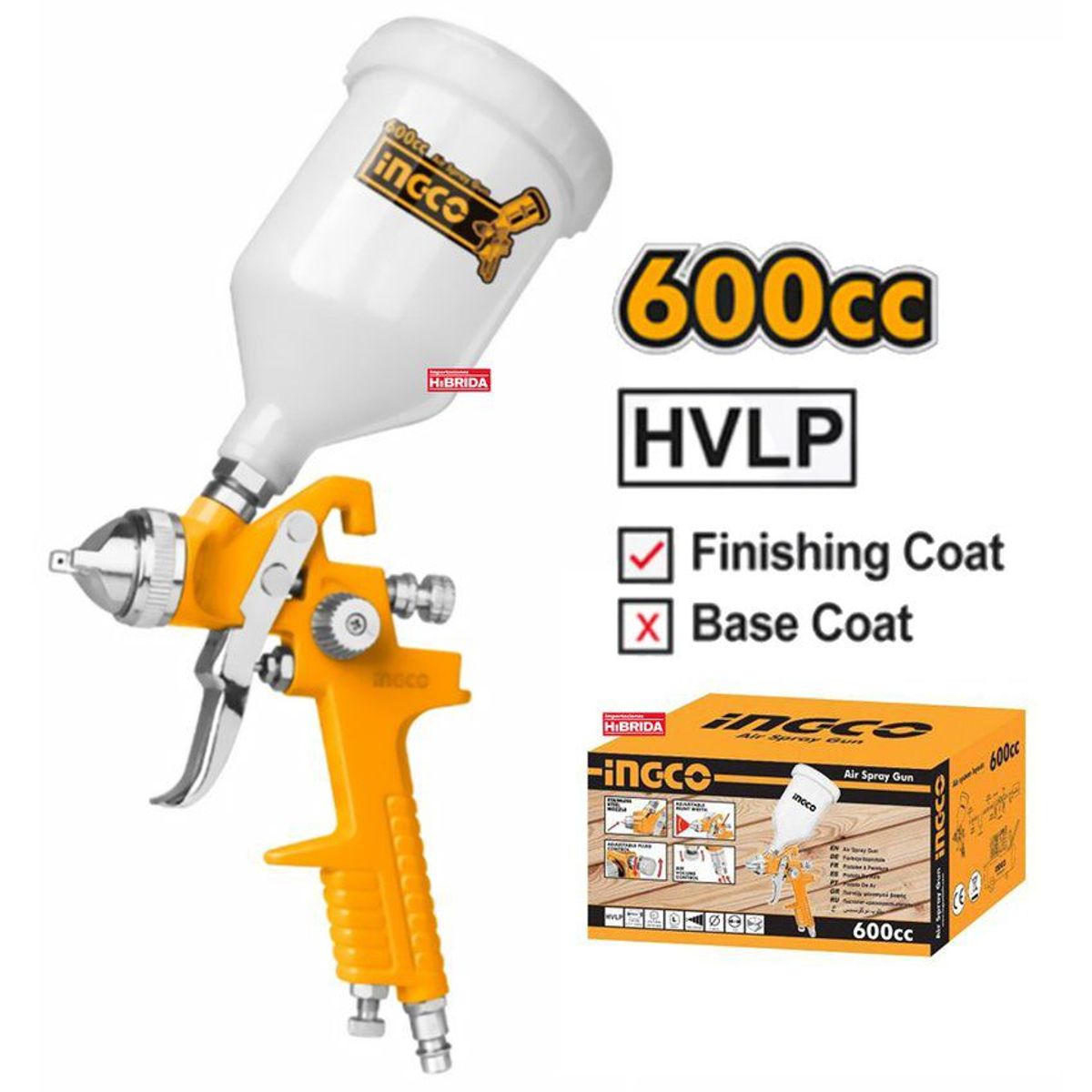 INGCO TOOLS - PISTOLA DE PINTAR GRAVEDAD 14MM CON VASO DE PLÃSTICO INGCO - ASG1061