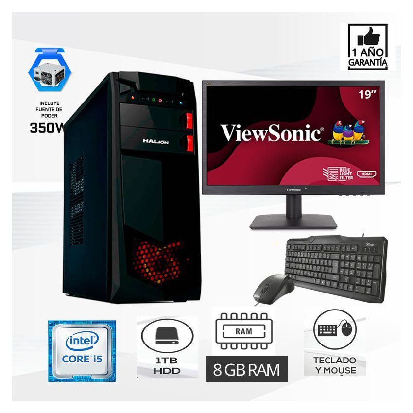 Computadora pc intel core i5 3.2 ghz monitor 19" ram 8gb disco 1tb