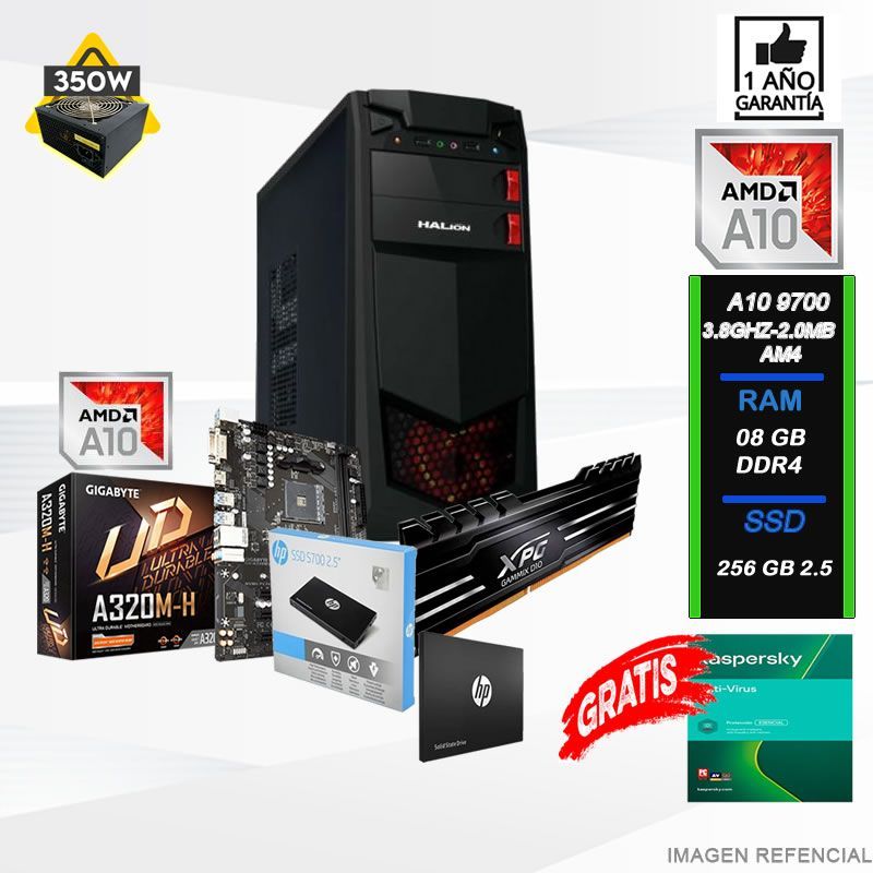 Amd -computadora  A10 9700 3.8 GHZ. 10 core  256 Gb solido ram  8 Gb